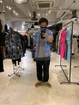 「ISAMU KATAYAMA BACKLASH（イサムカタヤマバックラッシュ）のアイテム（パンツ）」を使った、shinozaki daigaさん（メンズ・178cm）の夏コーディネート