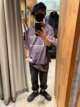 「ISAMU KATAYAMA BACKLASH（イサムカタヤマバックラッシュ）のアイテム（デニムパンツ）」を使った、shinozaki daigaさん（メンズ・178cm）の冬コーディネート
