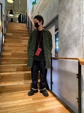 「ISAMU KATAYAMA BACKLASH（イサムカタヤマバックラッシュ）のアイテム（ジャケット/アウター）」を使った、shinozaki daigaさん（メンズ・178cm）の冬コーディネート