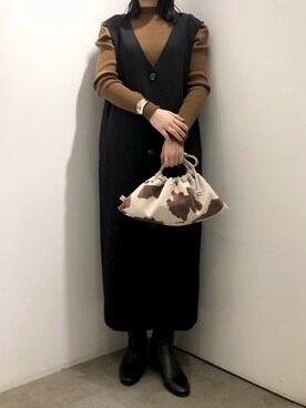 「RODE SKO」｜「アイテム（ジャンパースカート）」を使った、harunaさん（レディース・159cm）の秋コーディネート