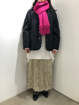 「SENSE OF PLACE by URBAN RESEARCH（センスオブプレイスバイアーバンリサーチ）のアイテム（ノーカラージャケット）」を使った、harunaさん（レディース・159cm）の冬コーディネート