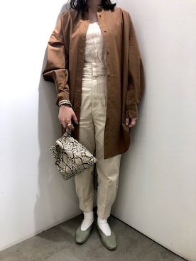 「アイテム（バレエシューズ、グリーン系）」を使った、harunaさん（レディース・159cm）の夏コーディネート