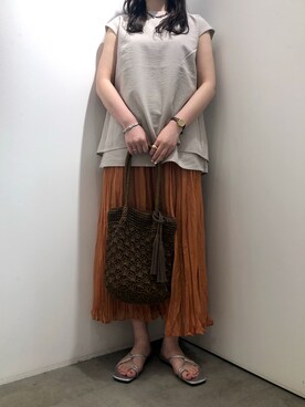 「RODE SKO（ロデスコ）のMARIA タッセルペーパーショルダー（ショルダーバッグ）」を使った、harunaさん（レディース・159cm）の夏コーディネート