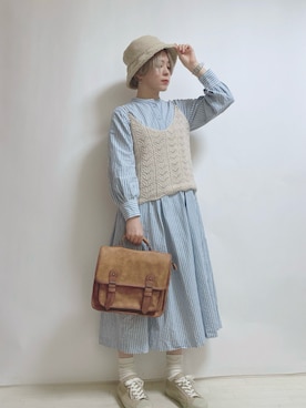「サッチェルバッグ」｜「アイテム（帽子）」を使った、☆★gizmo★☆さん（レディース・159cm）の秋コーディネート
