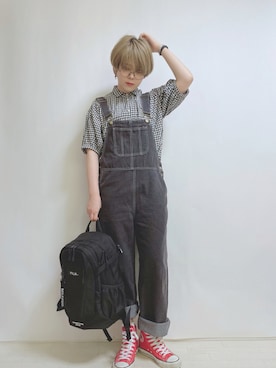 「spoon store（スプーンストア）のアイテム（サロペット/オーバーオール）」を使った、☆★gizmo★☆さん（レディース・159cm）の夏コーディネート