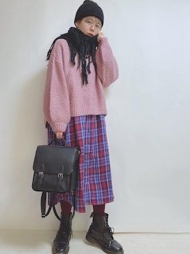 「サッチェルバッグ」｜「アイテム（シャツワンピース）」を使った、☆★gizmo★☆さん（レディース・159cm）の冬コーディネート