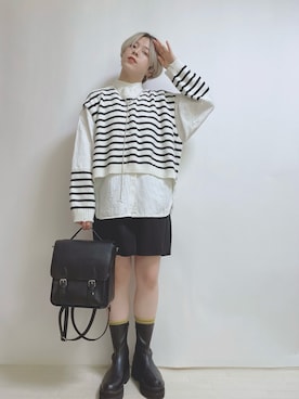 「サッチェルバッグ」｜「アイテム（アクセサリー）」を使った、☆★gizmo★☆さん（レディース・159cm）の秋コーディネート