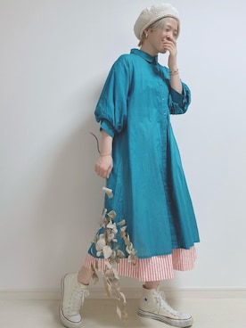 「シアーワンピース」｜「アイテム（シャツワンピース）」を使った、☆★gizmo★☆さん（レディース・159cm）の夏コーディネート
