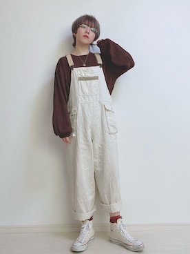 「MEDE19F（メデジュウキュウ）のアイテム（サロペット/オーバーオール）」を使った、☆★gizmo★☆さん（レディース・159cm）の秋コーディネート