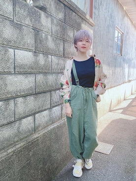 「羽織り」｜「アイテム（オールインワン・サロペット）」を使った、☆★gizmo★☆さん（レディース・159cm）の春コーディネート