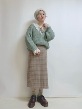 「レースブラウス」｜「アイテム（ハンチング/ベレー帽）」を使った、☆★gizmo★☆さん（レディース・159cm）の冬コーディネート