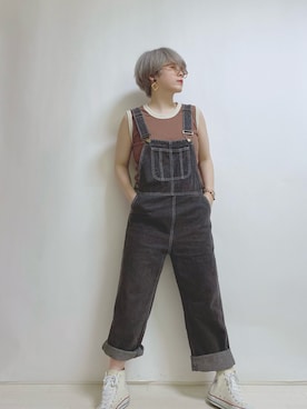 「spoon store（スプーンストア）のアイテム（サロペット/オーバーオール）」を使った、☆★gizmo★☆さん（レディース・159cm）の夏コーディネート