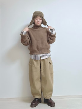 「防寒」｜「アイテム（帽子）」を使った、☆★gizmo★☆さん（レディース・159cm）の冬コーディネート
