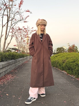 「アイテム（帽子）」を使った、zabethさん（レディース・160cm）の冬コーディネート