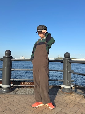「Chapeau d' O（シャポードオー）のChapeau d' O  Denim Pearl Marine Cas / シャポードオー（キャスケット、ブルー系）」を使った、zabethさん（レディース・160cm）の春コーディネート