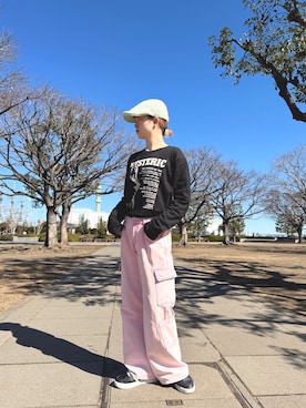 「OVERRIDE（オーバーライド）のアイテム」を使った、zabethさん（レディース・160cm）の春コーディネート