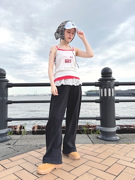 「アイテム（ヘアバンド）」を使った、zabethさん（レディース・160cm）の夏コーディネート