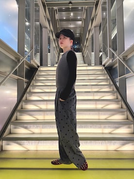 「Chapeau d' O（シャポードオー）のChapeaud’O Over Marine Cas / シャポードオー（キャスケット、ブラック系）」を使った、zabethさん（レディース・160cm）の春コーディネート