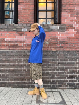 「OVERRIDE（オーバーライド）のOVERRIDE CHINO BASIC DE GAULLE / オーバーライド（キャップ、ブラウン系）」を使った、zabethさん（レディース・160cm）の春コーディネート