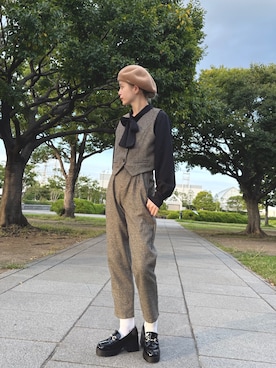 「アイテム（ハンチング/ベレー帽）」を使った、zabethさん（レディース・160cm・20代）の秋コーディネート