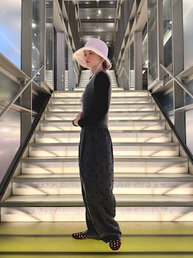 「Chapeau d' O（シャポードオー）のChapeau d' O  Lame Si_Border Hat / シャポードオー（ハット、ピンク系）」を使った、zabethさん（レディース・160cm）の春コーディネート