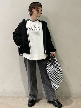 「PBLIM（ページボーイリム）のアイテム（パーカー）」を使った、chiakiさん（レディース・155cm）の秋コーディネート