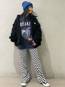 「PBLIM（ページボーイリム）のアイテム（ブルゾン）」を使った、chiakiさん（レディース・155cm）の冬コーディネート