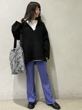 「PBLIM（ページボーイリム）のアイテム（スラックス）」を使った、chiakiさん（レディース・155cm）の秋コーディネート