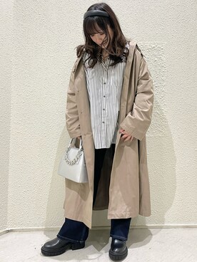 「PAGEBOY」｜「アイテム（ステンカラーコート）」を使った、chiakiさん（レディース・155cm）の冬コーディネート