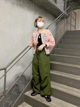 「w closet（ダブルクローゼット）のアイテム（オールインワン・サロペット）」を使った、Amaneさん（レディース・151cm）の春コーディネート