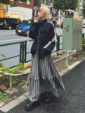 「w closet（ダブルクローゼット）のアイテム（その他アウター）」を使った、Amaneさん（レディース・151cm）の秋コーディネート