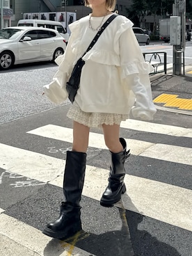 「アイテム（トートバッグ）」を使った、mimiさん（レディース・153cm）の秋コーディネート