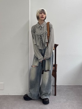 「アイテム（ニットキャップ/ビーニー）」を使った、mimiさん（レディース・153cm）の秋コーディネート