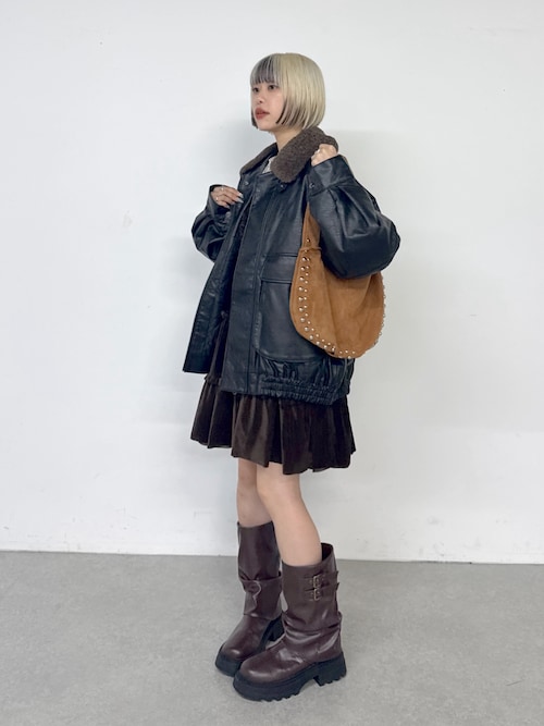 ボア付きフェイクレザージャケット（ブルゾン）｜w closet（ダブル