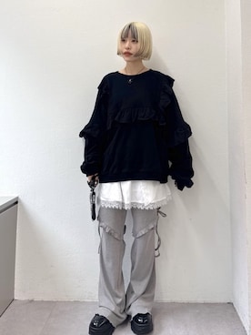 「w closet（ダブルクローゼット）のアイテム（Tシャツ/カットソー）」を使った、mimiさん（レディース・153cm）の秋コーディネート