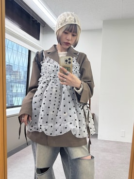 「アイテム（キャミソール）」を使った、mimiさん（レディース・153cm）の秋コーディネート