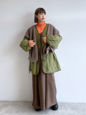 「秋色コーデ」｜「アイテム（ジャケット/アウター）」を使った、Amaneさん（レディース・151cm）の秋コーディネート