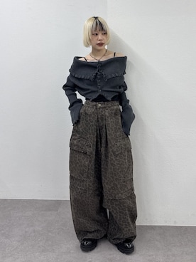 「w closet（ダブルクローゼット）の2WAYカーゴパンツ（その他パンツ、ブラウン系）」を使った、mimiさん（レディース・153cm）の春コーディネート