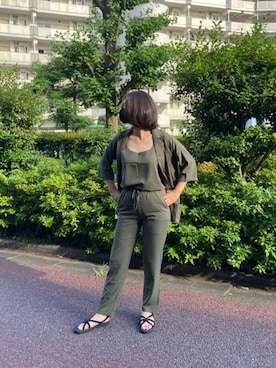 「summer」｜「アイテム（セットアップ）」を使った、マタニティでも着れる普段着(相互100)さん（レディース・165cm）の夏コーディネート