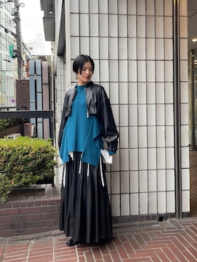 「UN3D.（アンスリード）のアイテム（ブルゾン）」を使った、IKUEさん（レディース・168cm）の夏コーディネート