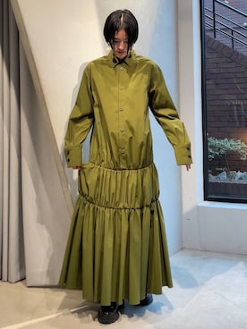 タグ付き 定価4.3万 2024年 ローギャザーフレアシャツワンピース マキシ丈 LOW GATHER FLARE SH OP / ローギャザーフレアシャツワンピース