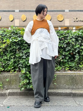 「アイテム（その他トップス、ブラウン系）」を使った、IKUEさん（レディース・168cm）の夏コーディネート