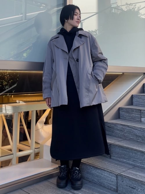 HEM GATHER HOODIE OP / ヘムギャザーフーディーワンピース  