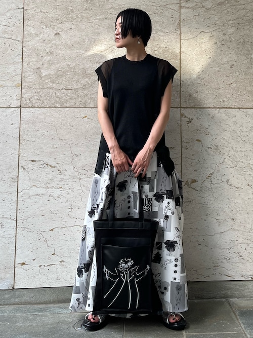SHEER SLEEVELESS KT TOP / シアースリーブレスニットトップ