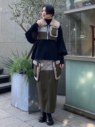 UN3D.（アンスリード）の「BIG COLLAR FABRIC MIX VEST / ビッグ