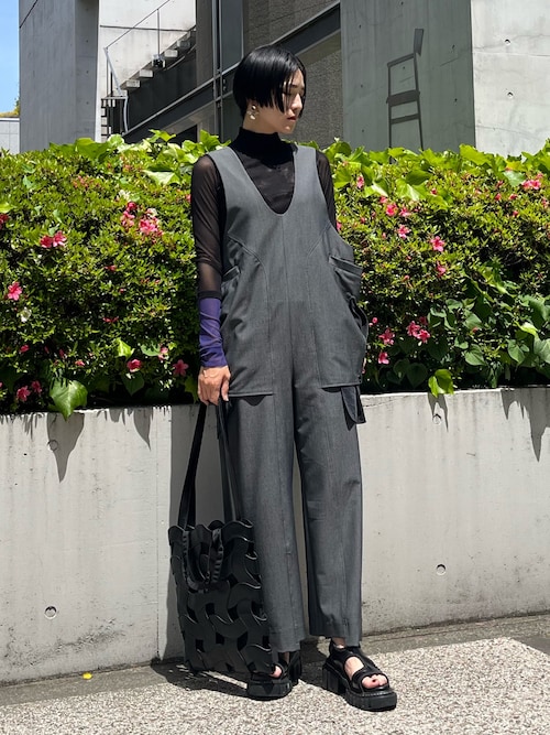 HALF BI-COLOR SLEEVE TULLE TOP / ハーフバイカラースリーブ