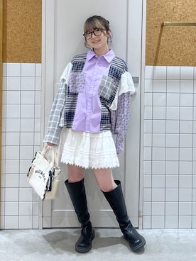 「MILKFED.（ミルクフェド）のアイテム」を使った、富田 珠寿さん（レディース・152cm）の夏コーディネート