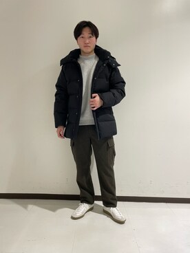 「ジャーマントレーナー」｜「アイテム（ダウンジャケット/コート）」を使った、原田直人さん（メンズ・173cm）の冬コーディネート