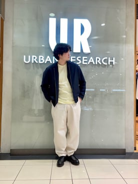 「URBAN RESEARCH（アーバンリサーチ）のアイテム（ブルゾン）」を使った、原田直人さん（メンズ・173cm）の春コーディネート
