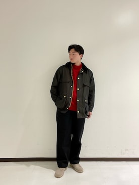 「クラークス」｜「アイテム（その他アウター）」を使った、原田直人さん（メンズ・173cm）の冬コーディネート